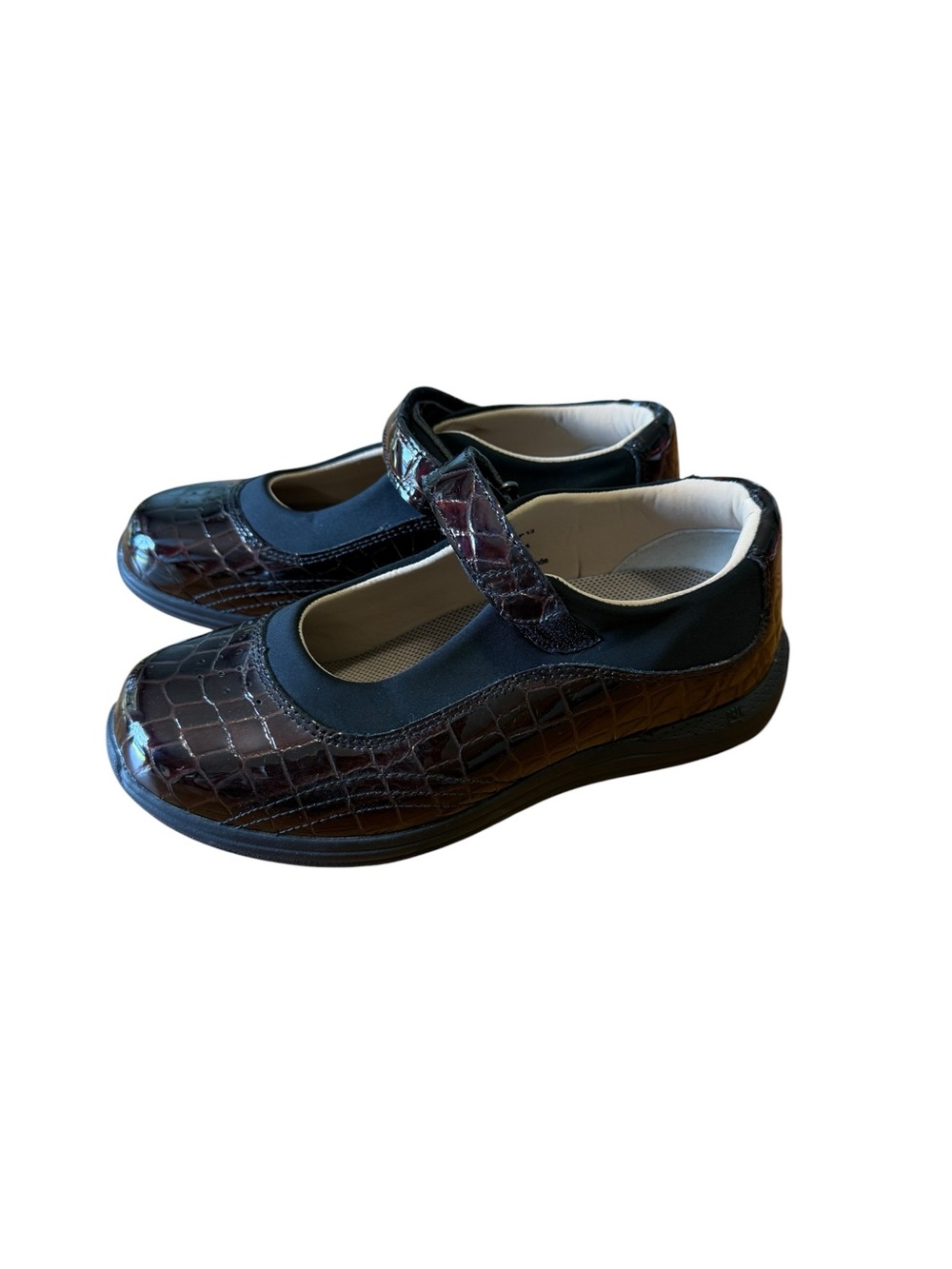 Drew Rose Mary Jane Shoes Womens 6WW Brown Croc Patent Leather Orthopedic Flat